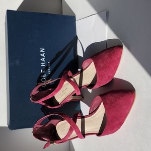 Cole Haan Juliana Ankle Strap Pumps Cabernet Suede Size 7